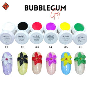 BUBBLE GUM GEL 4D (6 shades) (white,black,red,lavender,yellow,green)